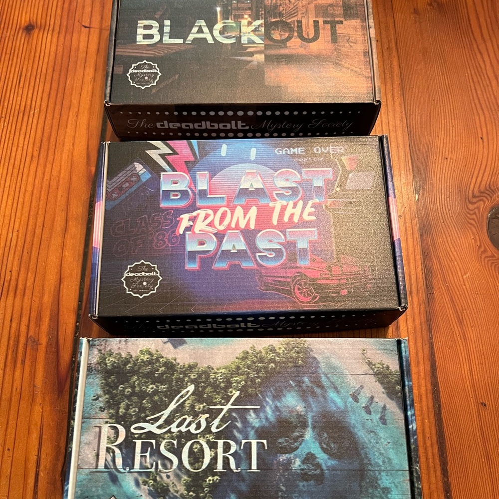 Deadbolt Society set of 3: Blackout, Blast From the Past, Last Resort